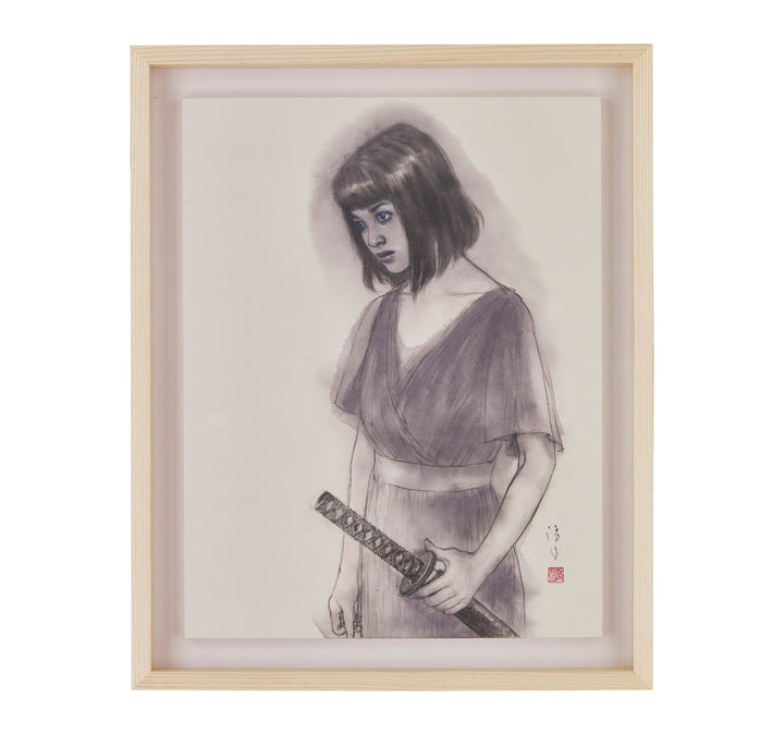 阿部笙子作 日本画 女性 着物 月 狐 木版 版画 アート 美術 芸術 額縁 阿部笙子作 日本画 女性 着物 月 狐 木版 版画 アート 美術 芸術